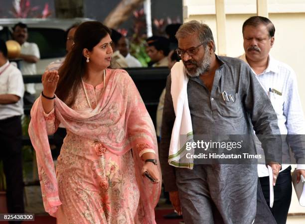 Pankaja Munde and Pasha Patel at Vidhan Bhavan for Monsoon Assembly Session, on August 1, 2017 in Mumbai, India.