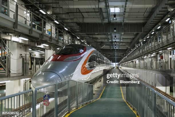 Guangzhou-Shenzhen-Hong Kong Express Rail Link train stands in Hong Kong, China, on Wednesday, Aug. 2, 2017. The Hong Kong government last week...