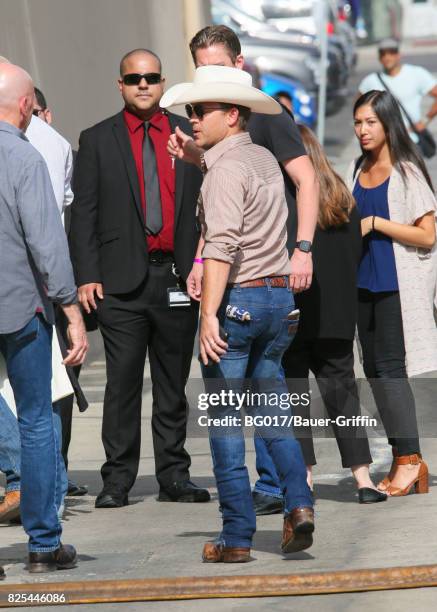 Justin Moore is seen at 'Jimmy Kimmel Live' on August 01, 2017 in Los Angeles, California.