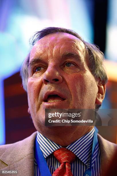 Chicago mayor Richard Daley tours the convention hall during day one of the Democratic National Convention at the Pepsi Center August 25, 2008 in...