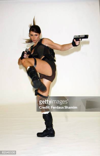 Former gymnast Alison Carroll is presented as the new face of computer game character Lara Croft at Pineapple Studios on August 11, 2008 in London,...
