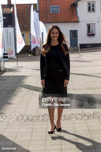 Princess Sofia of Sweden arrives to the Granslosa Moten's Sustainability and future seminar, 'A Sustainable Tomorrow' on August 2, 2017 in Bastad,...