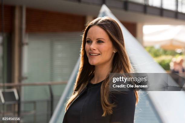 Princess Sofia of Sweden arrives to the Granslosa Moten's Sustainability and future seminar, 'A Sustainable Tomorrow' on August 2, 2017 in Bastad,...