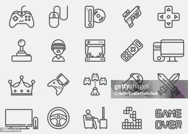 video game line icons - gaming controller stock illustrations