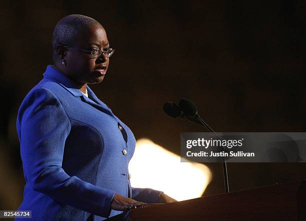 Reverend Leah D. Daughtry, Convention CEO & Chief of Staff, Democratic National Committee, welcomes delegates to the first day of the Democratic...