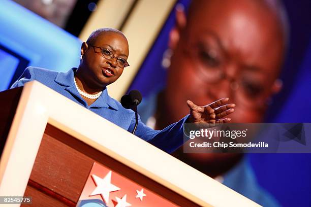 Reverend Leah Daughtry Convention CEO and Chief of Staff of the Democratic National Committee, speaks during day one of the Democratic National...