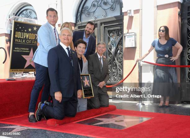 Will Arnett, Jennifer Aniston, Ben Allen, Jeff Zarrinnam, Jason Bateman, and President & CEO Hollywood Chamber of Commerce Leron Gubler attend The...