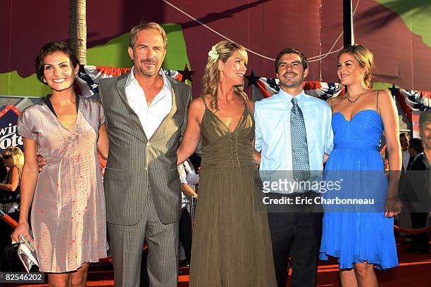 Annie Costner, Kevin Costner, Christine Baumgartner, Lily Costner at the World Premiere of Touchstone Pictures' "Swing Vote" on July 24, 2008 at the...