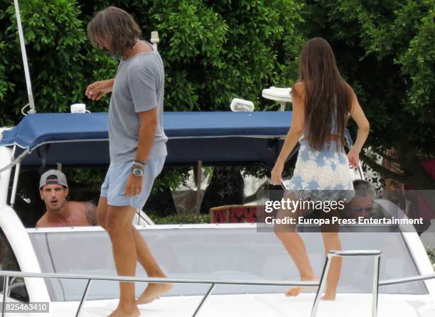 Aitor Ocio and his girlfriend Covadonga Riva is seen on August 1, 2017 in Ibiza, Spain.