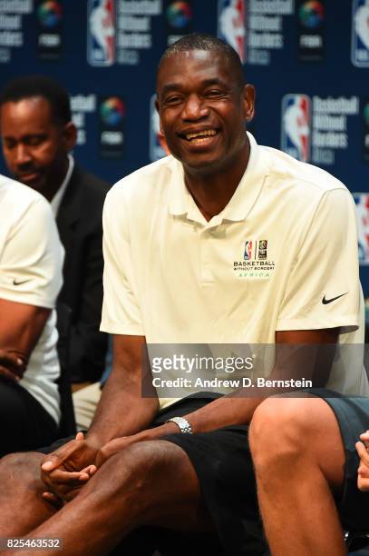 Ambassador Dikembe Mutombo during the Basketball Without Borders Africa press conference at the American International School of Johannesburg on...