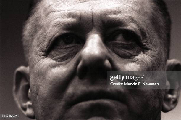 Olympic Team Tryouts: Closeup of USA coach Hank Iba watching Olympic tryouts at Alumni Hall on St. John's University campus. Jamaica, NY 4/4/1964...