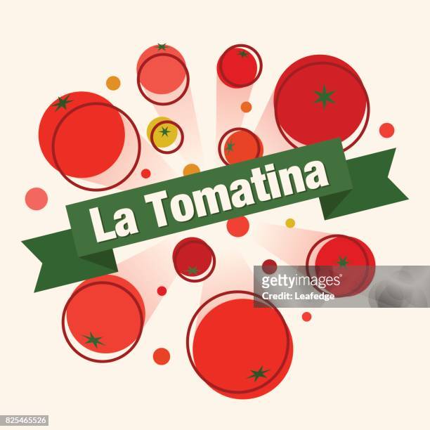 stockillustraties, clipart, cartoons en iconen met la tomatina achtergrond [vliegen tomaten] - tomato stock illustrations