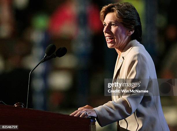 Randi Weingarten, president of American Federation of Teachers, speaks during day one of the Democratic National Convention at the Pepsi Center...