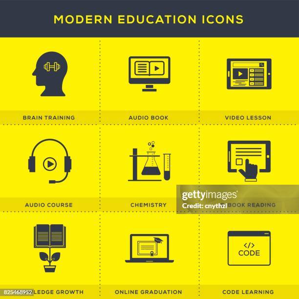modern education icon set - medical library stock illustrations