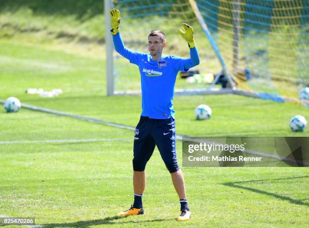 Rune Almenning Jarstein of Hertha BSC in action during the training camp on august 2, 2017 in Schladming, Austria.