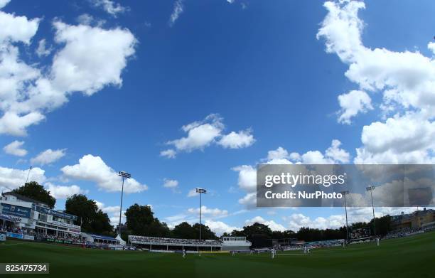 View of the ground during the Domestic First Class Multi - Day match between Essex and West Indies at The Cloudfm County Ground in Chelmsford on...