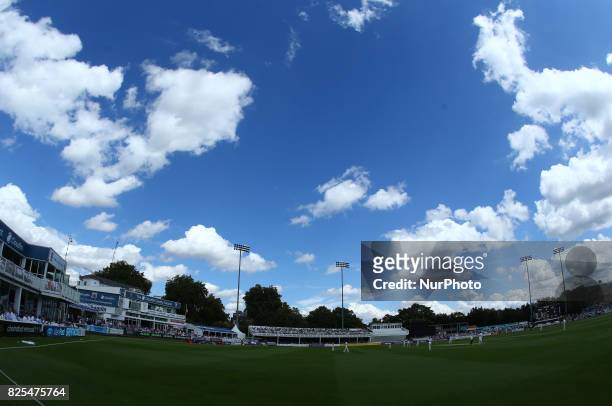 View of the ground during the Domestic First Class Multi - Day match between Essex and West Indies at The Cloudfm County Ground in Chelmsford on...