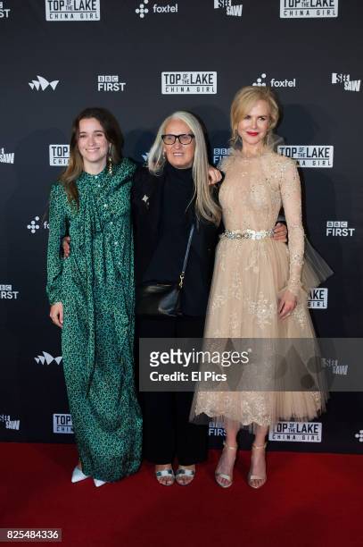 Alice Englert, Jane Campion and Nicole Kidman arrive ahead of the Top of the Lake: China Girl Australian Premiere at Sydney Opera House on August 1,...