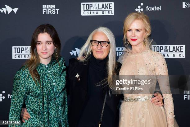 Alice Englert, Jane Campion and Nicole Kidman arrive ahead of the Top of the Lake: China Girl Australian Premiere at Sydney Opera House on August 1,...