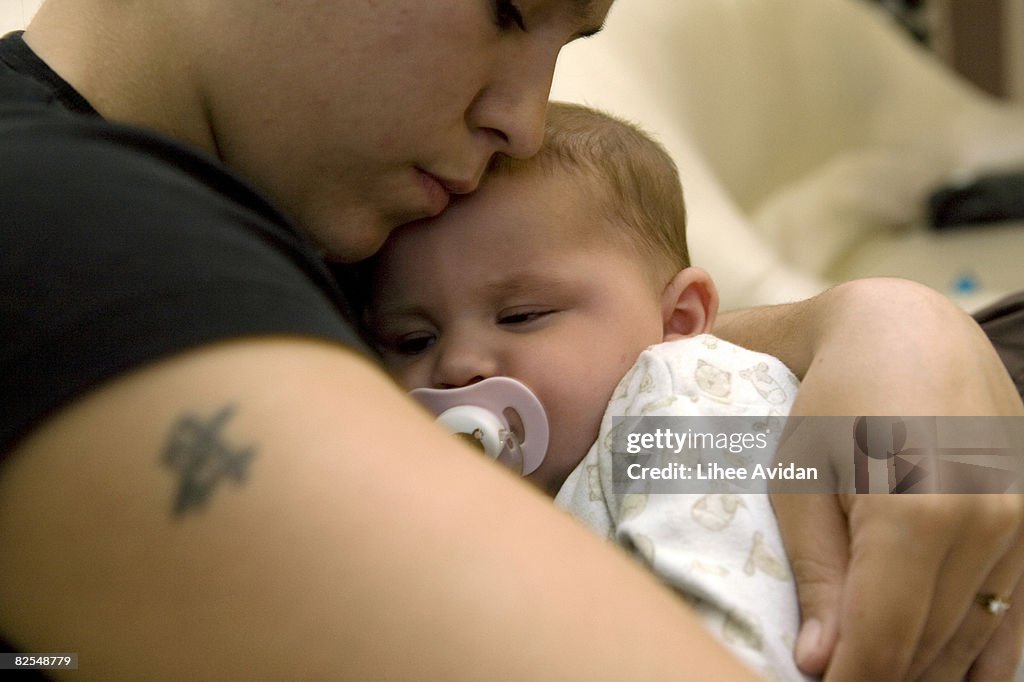 Young mother and baby daughter