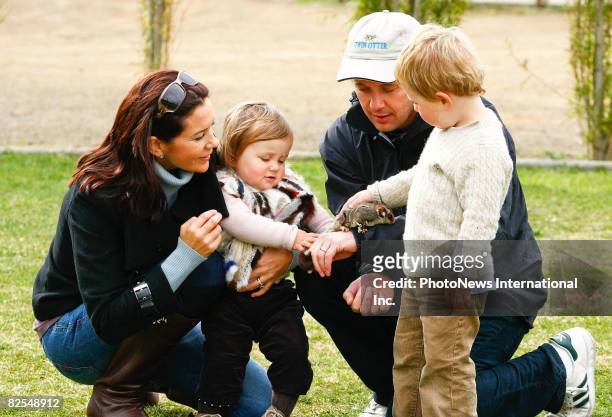 Crown Prince Frederik and Crown Princess Mary enjoy a family day out with their children Prince Christian and Princess Isabella, at a Hobart Zoo on...