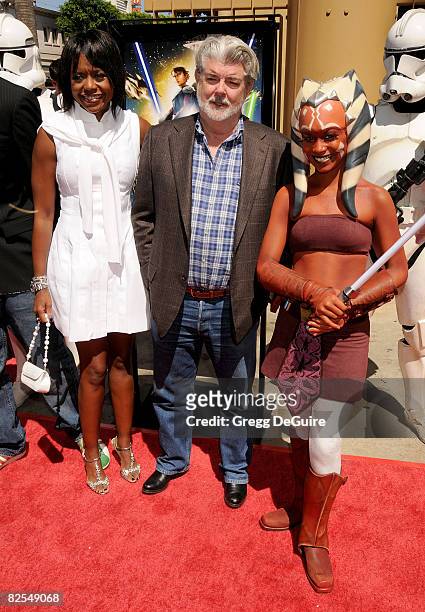 Executive Producer George Lucas and Mellody Hobson arrive at the U.S. Premiere Of "Star Wars: The Clone Wars" at the Egyptian Theatre on August 10,...