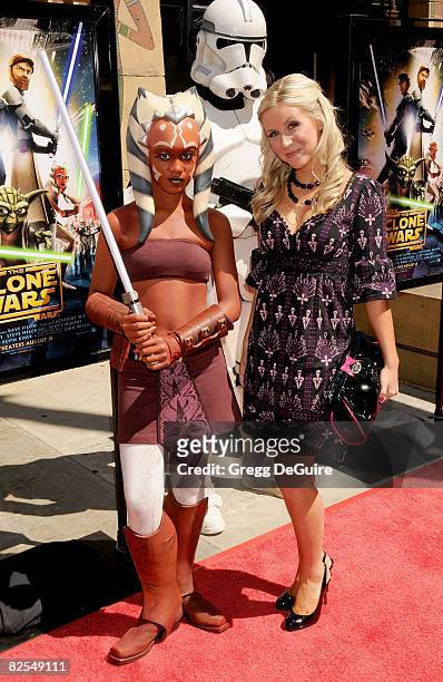 Actress Ashley Eckstein arrives at the U.S. Premiere Of "Star Wars: The Clone Wars" at the Egyptian Theatre on August 10, 2008 in Hollywood,...