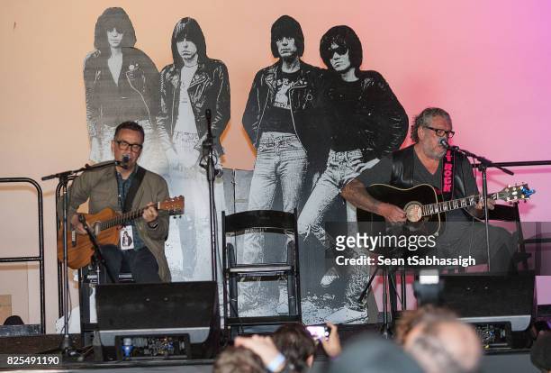 Actor Fred Armisen and musician Steve Jones perform live at at the Hollywood Forever on July 30, 2017 in Hollywood, California.