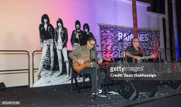 Actor Fred Armisen and musician Steve Jones attend the 2017 Johnny Ramone tribute and special screening of 'Buffalo '66' at the Hollywood Forever on...