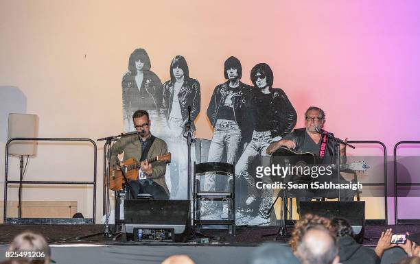 Actor Fred Armisen and musician Steve Jones perform on stage at the 2017 Johnny Ramone tribute and special screening of 'Buffalo '66' at the...