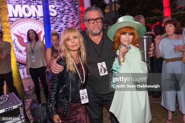Actress Rosanna Arquette, musician Steve Jones and Linda Ramone pose for a photo at the 2017 Johnny Ramone tribute and special screening of 'Buffalo...