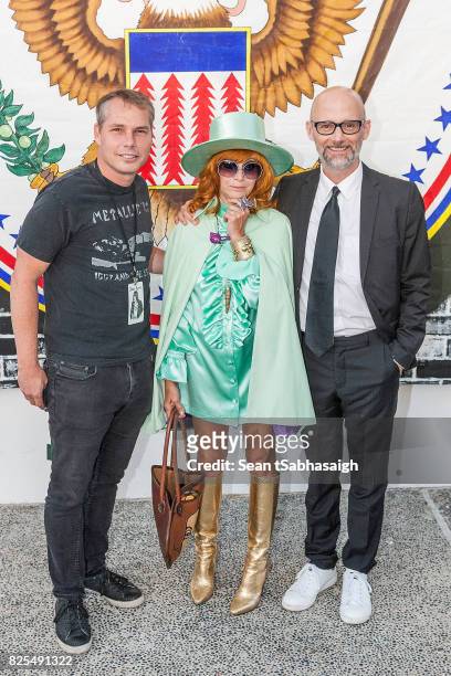 Shepard Fairey, Linda Ramone and Moby pose for a photo at the 2017 Johnny Ramone tribute and special screening of 'Buffalo '66' at the Hollywood...