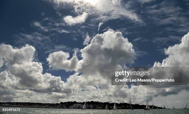 Teams compete in preliminary heats during Aberdeen Asset Management Cowes Week on August 1, 2017 in Cowes, England.