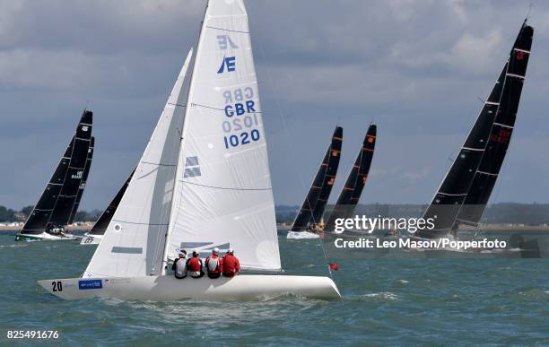 Teams compete in preliminary heats during Aberdeen Asset Management Cowes Week on August 1, 2017 in Cowes, England.