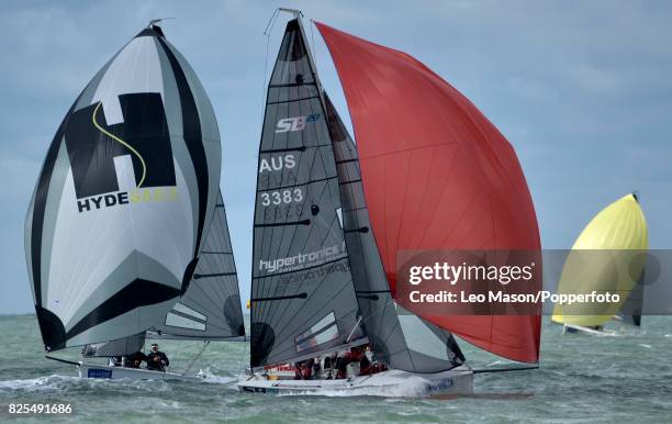 Teams compete in preliminary heats during Aberdeen Asset Management Cowes Week on August 1, 2017 in Cowes, England.