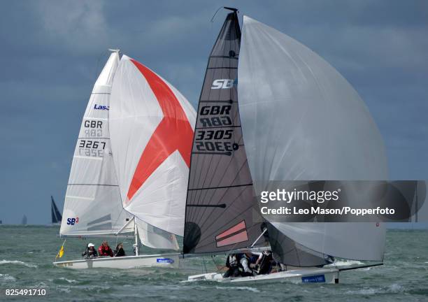 Teams compete in preliminary heats during Aberdeen Asset Management Cowes Week on August 1, 2017 in Cowes, England.