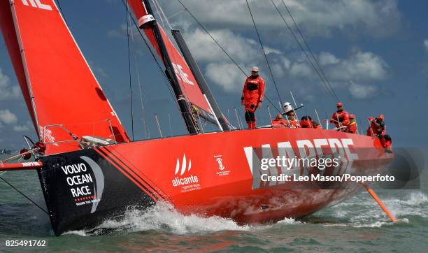 The MAPFRE crew compete in preliminary heats during Aberdeen Asset Management Cowes Week on August 1, 2017 in Cowes, England.