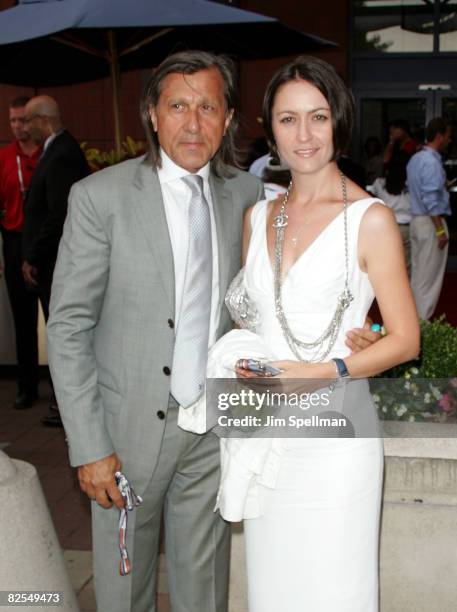 Ilie Nastase and guest attend the 40th Anniversary opening night celebration during the 2008 US Open at the President's Gate at the USTA Billie Jean...