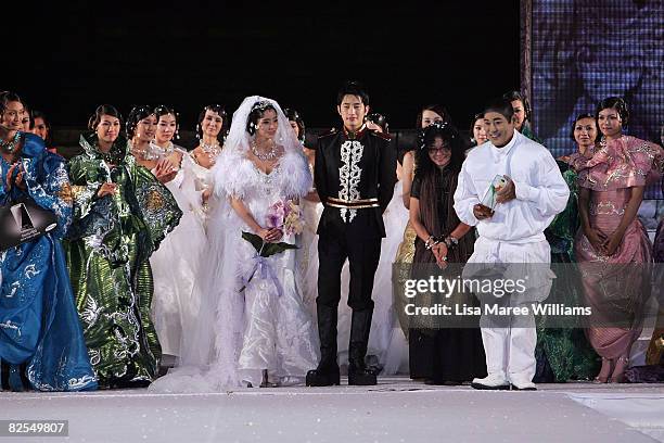 Andre Kim Korean couture designer joins Chae-Young, Park Si-Hoo and models on the catwalk during the first day of Bali Fashion Week 2008 at the Lotus...