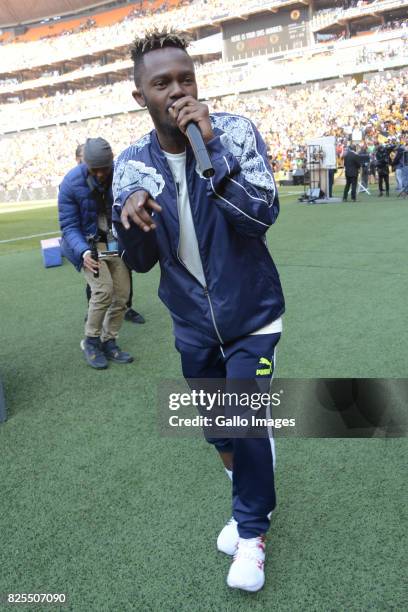 Kwesta during the Carling Black Label Champion Cup match between Orlando Pirates and Kaizer Chiefs at FNB Stadium on July 29, 2017 in Johannesburg,...