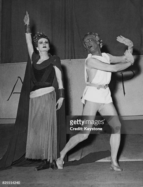 Dancers Tamara Toumanova and Serge Lifar star in 'Phèdre', a new ballet by Jean Cocteau, with music by Georges Auric, at the Paris Opera, France,...