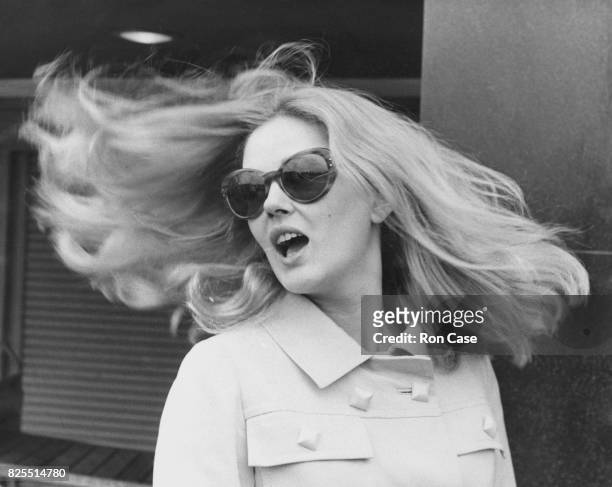 Serbian-Italian actress Beba Loncar arrives at London Airport, UK, 22nd May 1968. She is in the country to star in the film 'Some Girls Do'.