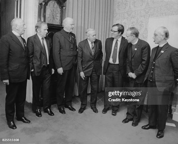 British Prime Minister Harold Wilson holds peace talks with Ulster ministers and clergymen at 10 Downing Street, with the aim of extending the...