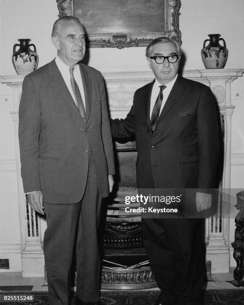 American diplomat W. Averell Harriman with George Brown , the British Foreign Secretary, circa 1967.