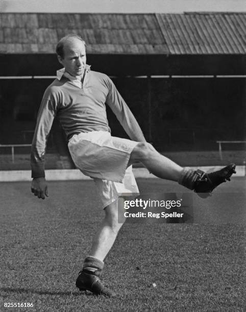 English footballer Gordon Hurst , outside-right for Charlton Athletic F.C., during training at The Valley, London, for the next day's match against...