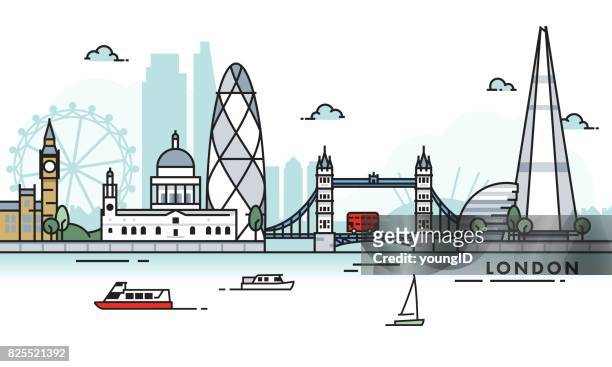 london city skyline - swiss re tower stock illustrations
