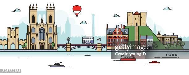 skyline der stadt von york (uk) - ouse river stock-grafiken, -clipart, -cartoons und -symbole