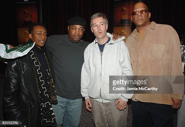 Professor Griff of Public Enemy,Chuck D of Public Enemy,Adam Yauch of The Beastie Boys and Walter Leaphart attend The Recording Academy Private...