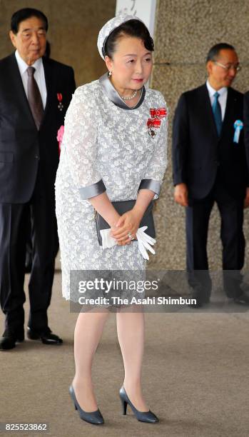Princess Nobuko of Mikasa is seen on arrival to attend the Florence Nightingale Medal Ceremony on August 2, 2017 in Tokyo, Japan.