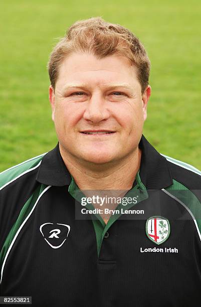 London Irish Team Manager Kieran McCarthy poses for a photograph during an open media day at The Avenue on August 26, 2008 in Sunbury on Thames,...